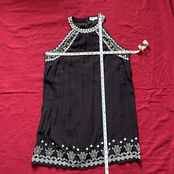 THML Sz L Black with White Embroidery Vittoria Halter Dress - Picture 12 of 14